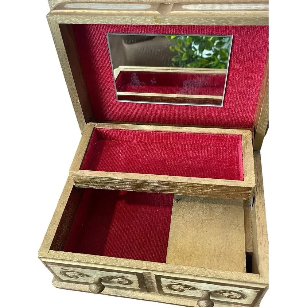 Vintage Mele Florentine Style Jewelry Box 1960s Gold Gilted Jewelry Storage